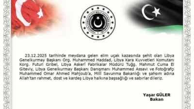 Milli Savunma Bakanı Yaşar Güler, dün akşam Ankara Esenboğa Havalimanı’ndan
