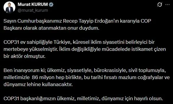 Çevre, Şehircilik ve İklim Değişikliği Bakanı Murat Kurum, “Cumhurbaşkanımız Recep