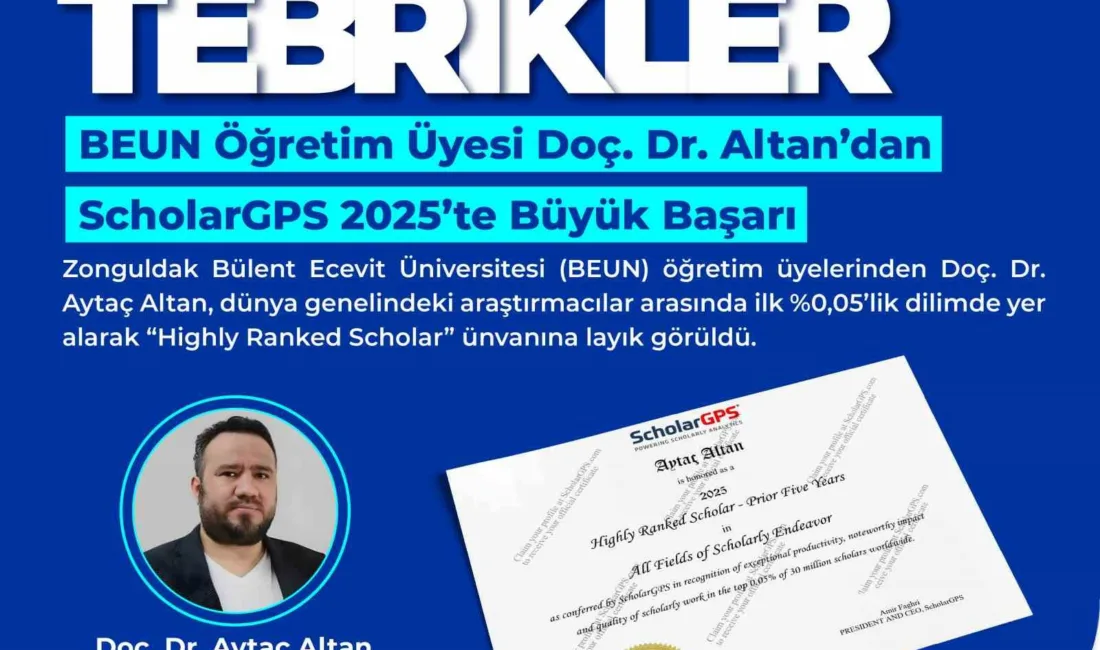 Uluslararası akademik performans ve etki analiz platformu ScholarGPS tarafından açıklanan