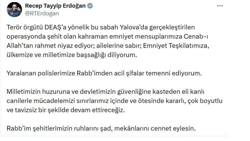 Cumhurbaşkanı Recep Tayyip Erdoğan, “Milletimizin huzuruna ve devletimizin güvenliğine kasteden