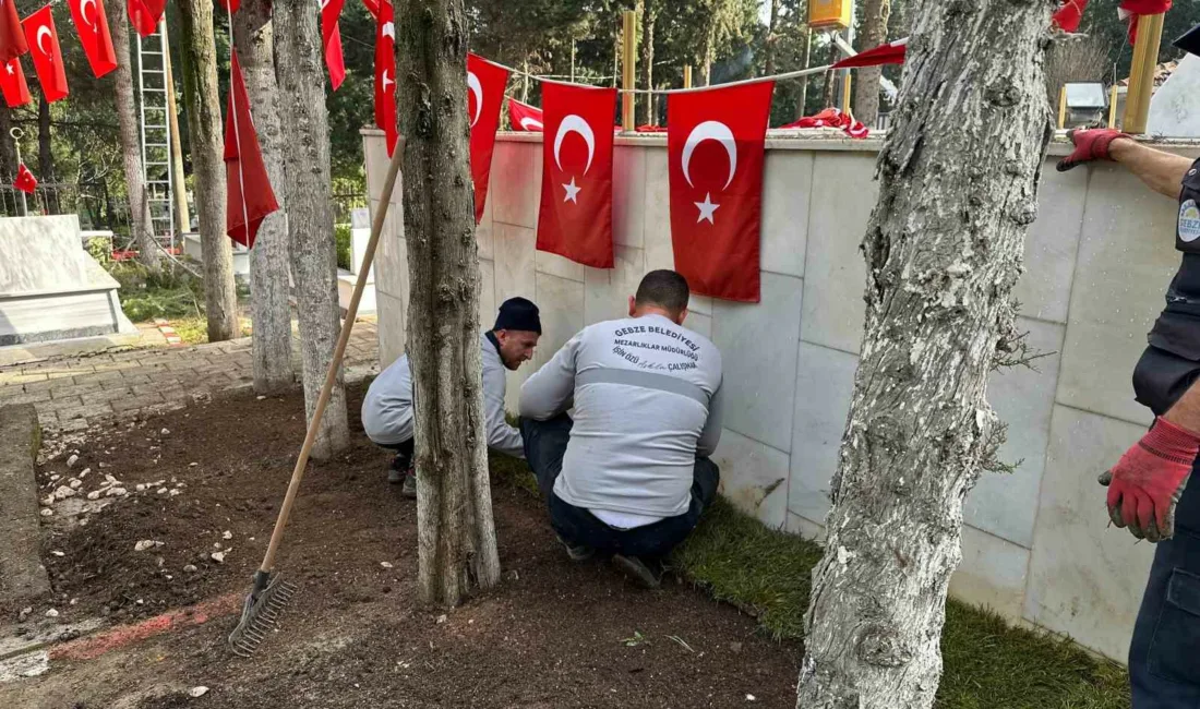 Gebze Belediyesi ekiplerince ilçedeki şehitlikte kapsamlı bakım, onarım ve çevre