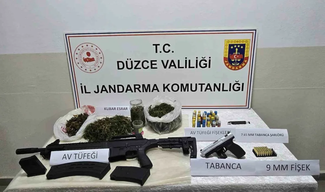 Düzce İl Jandarma Komutanlığı ekiplerinin Gölyaka ilçesinde yaptığı çalışmalarda uyuşturucu