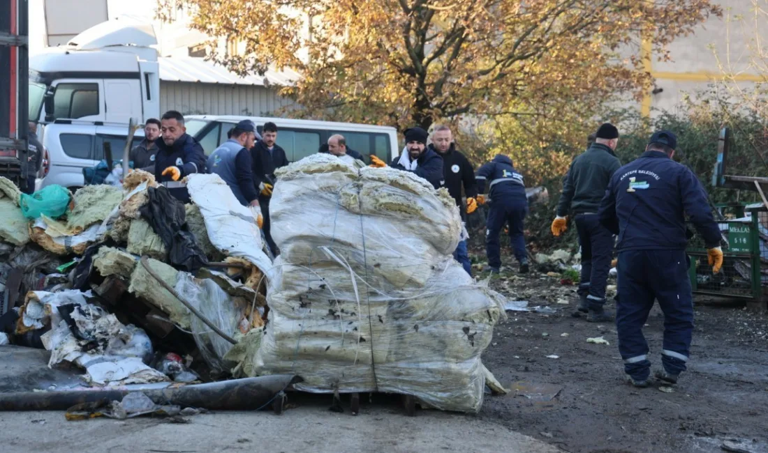 Kartepe’de sanayi bölgesinde yapılan temizlik çalışmalarında 125 ton moloz ve