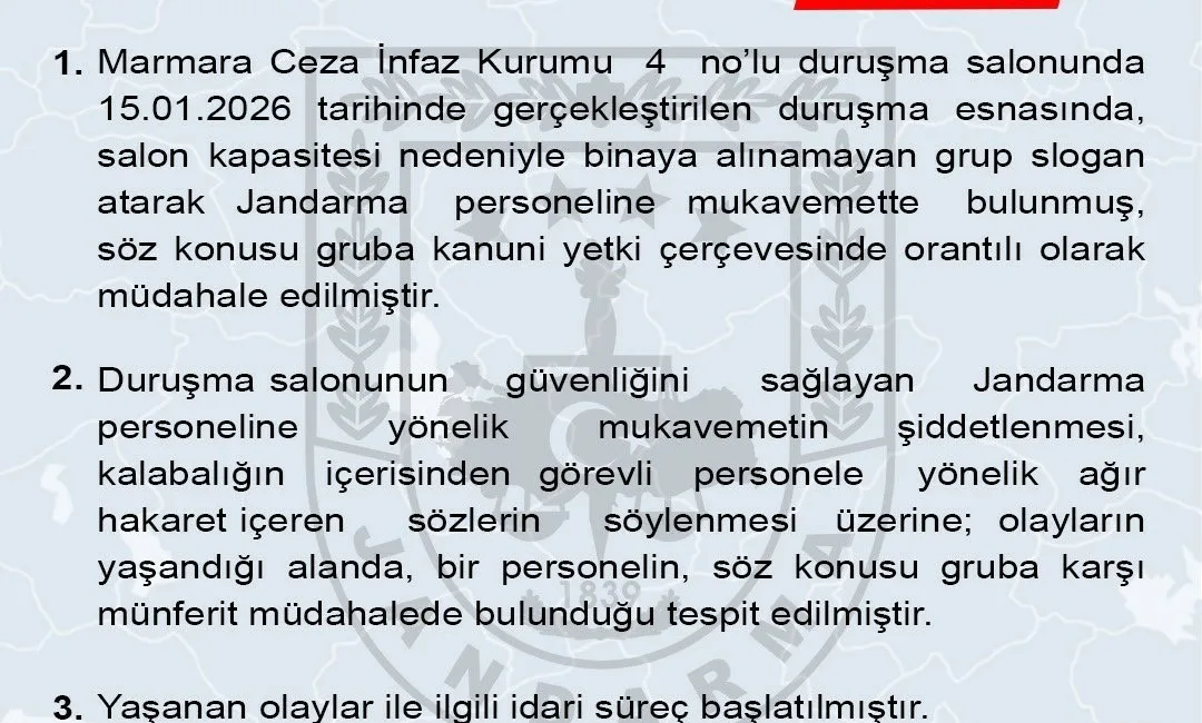 Jandarma Genel Komutanlığı’nın sosyal medya hesabından yapılan paylaşımda, “Marmara Ceza
