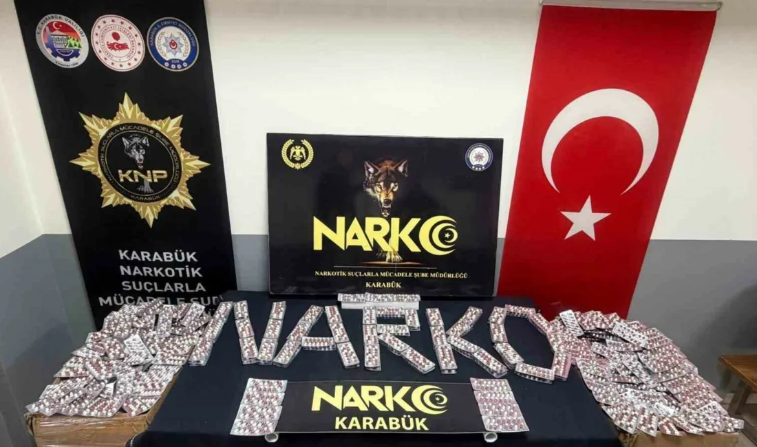 Karabük’te narkotik ekiplerince düzenlenen operasyonda 52 bin sentetik ecza ile
