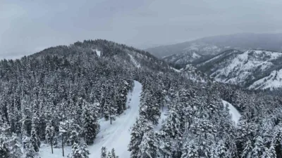 Kastamonu’nun İhsangazi ilçesinde karla kaplanan ormanlar ziyaretçilerini mest ediyor. Kastamonu’da