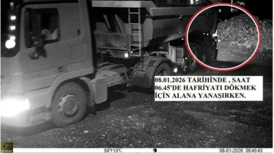 Kocaeli’de boş araziye izinsiz hafriyat döktüğü foto-kapan sistemiyle tespit edilen