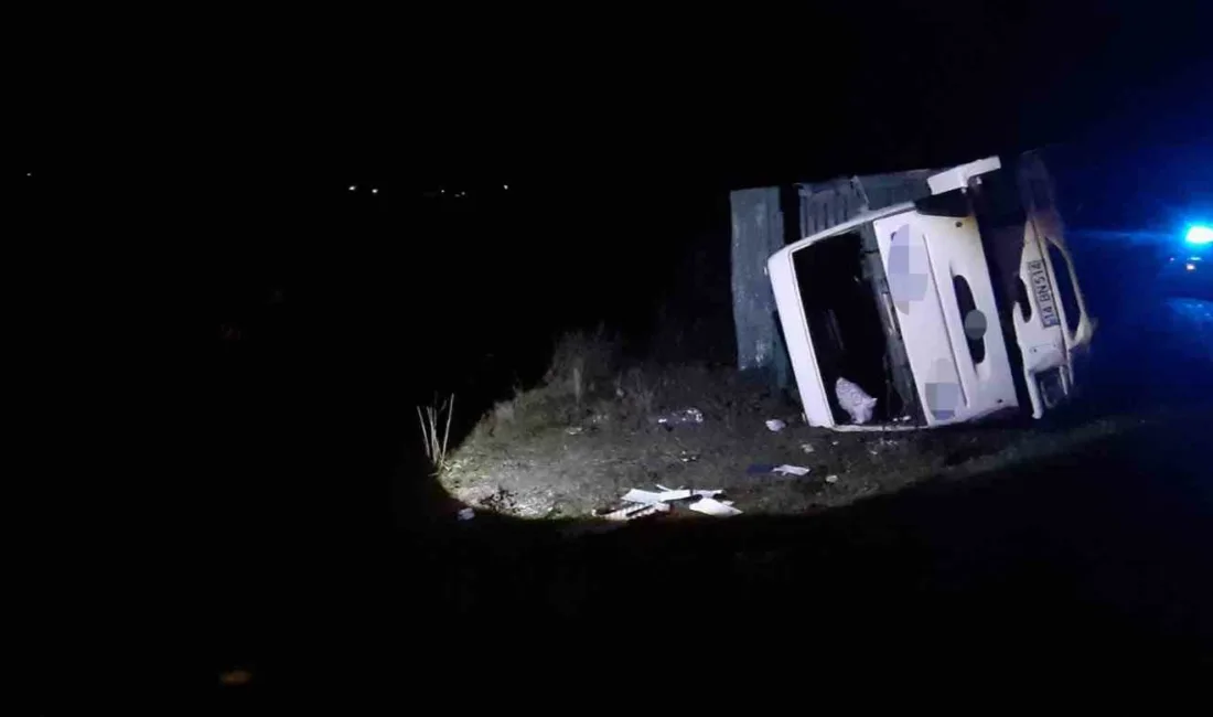 Bolu’nun Mudurnu ilçesinde sürücüsünün direksiyon hakimiyetini kaybettiği kamyon şarampole devrildi,
