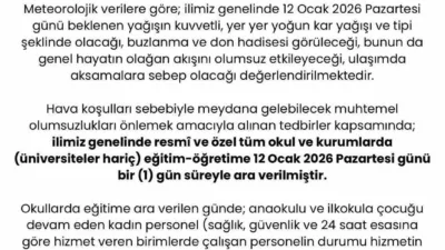Sakarya’da beklenen kar yağışı ve olumsuz hava şartları nedeniyle il