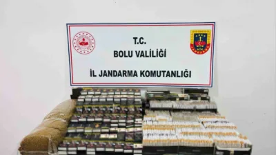 Bolu’da jandarma ekiplerince 2 şüphelinin iş yerinde yapılan aramada, binlerce