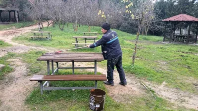 Gebze Gaziler Dağı Tabiat Parkı’ndaki sosyal donatı alanlarında bakım ve