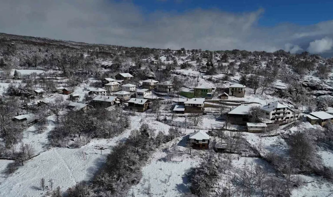 Karabük’ün yüksek kesimlerinde kar yağışı sonrası oluşan beyaz örtü, güneşin