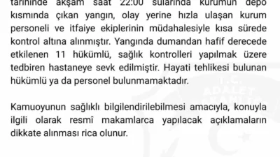 Hendek Kadın Açık Ceza İnfaz Kurumu’nda yangın çıktı. Yangında dumandan