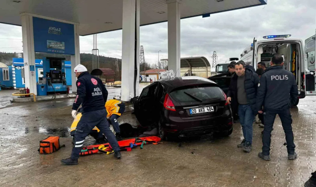 Karabük’ün Eflani ilçesinde kontrolden çıkan otomobilin LPG istasyonundaki kolona çarpması