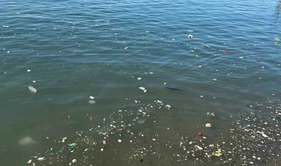 Zonguldak kent merkezinde dalgalarla birlikte kıyıya vuran plastik atıklar çevre
