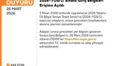 Ölçme, Seçme ve Yerleştirme Merkezi (ÖSYM), 2026-YDS/1: sınava giriş belgelerinin