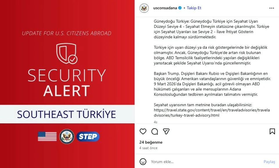 Amerika Birleşik Devletleri (ABD) Dışişleri Bakanlığı, Adana’daki ABD Konsolosluğunda görev