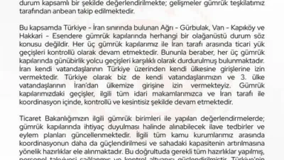 Ticaret Bakanı Ömer Bolat, “Türkiye’nin İran ile olan gümrük kapılarındaki