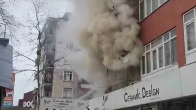 Kocaeli’nin Gölcük ilçesinde 8 katlı bir apartmanın 1. katında çıkan