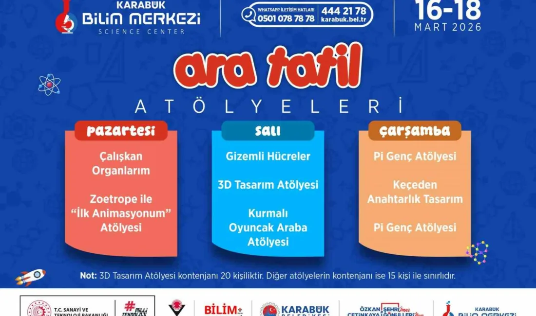 Karabük Belediyesi bünyesinde faaliyet gösteren Karabük Bilim Merkezi ara tatilde
