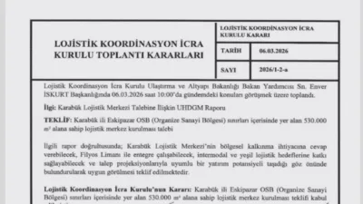 Karabük’te kurulması planlanan Lojistik Merkezi Projesi, Ulaştırma ve Altyapı Bakanlığı