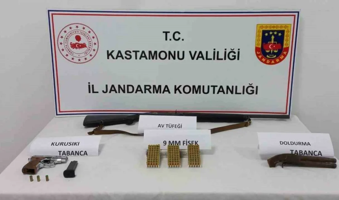 Kastamonu’da jandarma ekiplerince 4 tabanca, 1 av tüfeği ve çok