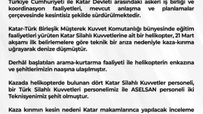 Milli Savunma Bakanlığı (MSB), Katar’da eğitim faaliyeti sırasında teknik arıza