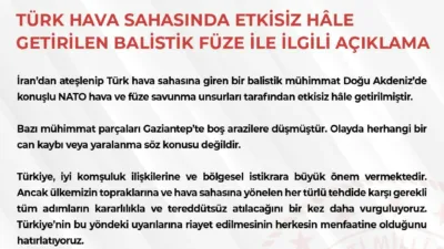 Milli Savunma Bakanlığınca (MSB) yapılan açıklamada, Türkiye’nin iyi komşuluk ilişkilerine