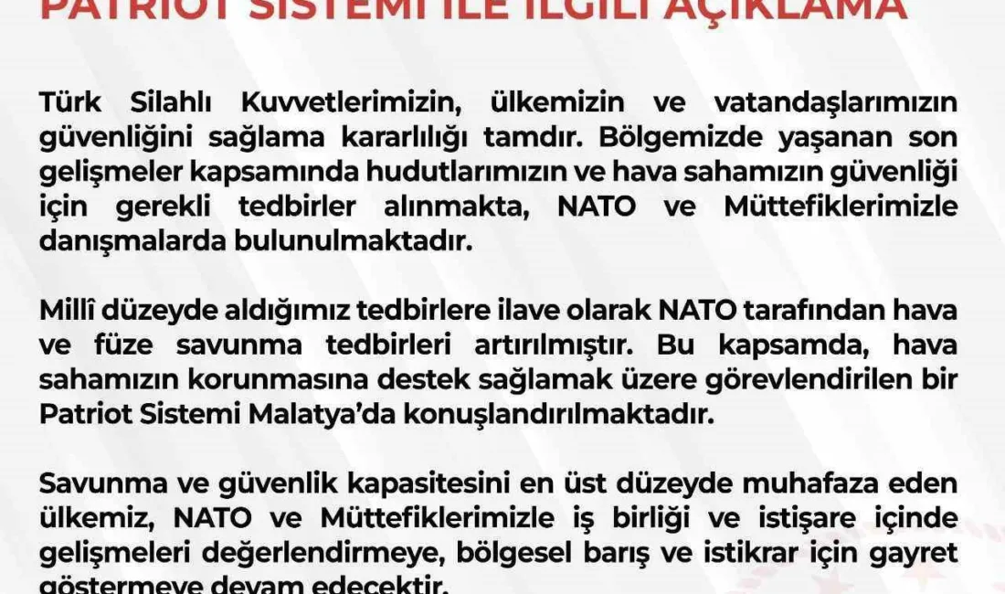 Milli Savunma Bakanlığı (MSB), NATO tarafından hava ve füze savunma