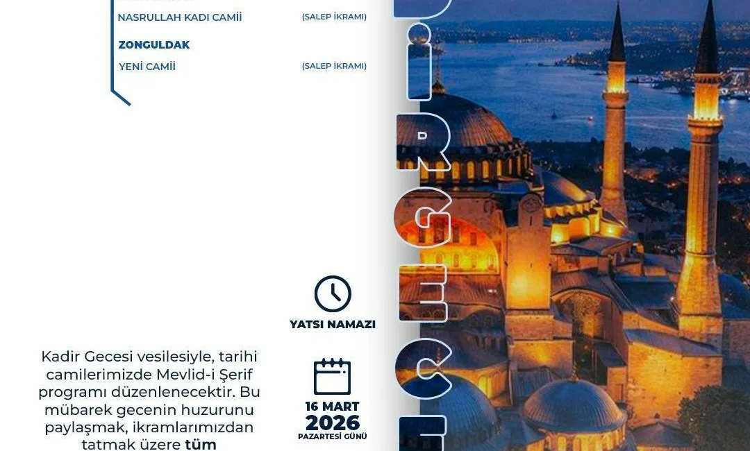 Kastamonu Vakıflar Bölge Müdürlüğü tarafından Kadir Gecesi dolayısıyla Zonguldak Yeni