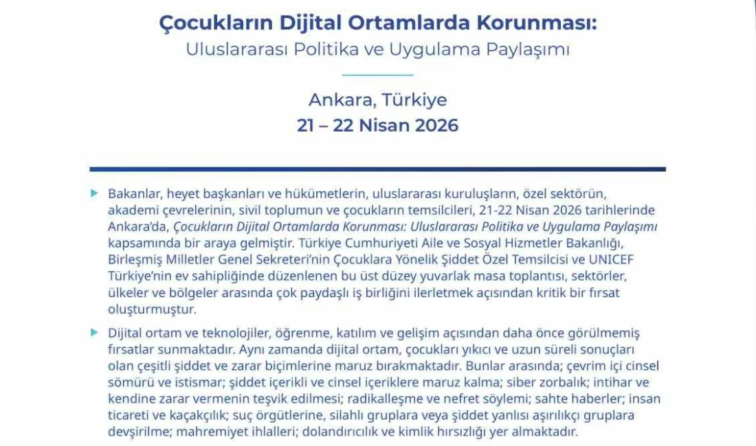‘Çocukların Dijital Ortamlarda Korunması: Uluslararası Politika ve Uygulama Paylaşımı programına