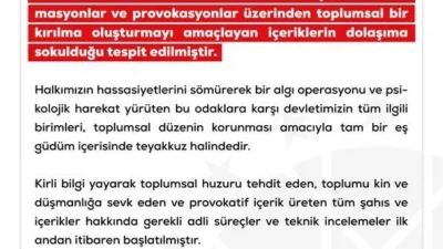Dezenformasyonla Mücadele Merkezi (DMM) tarafından yapılan açıklamada, “Vatandaşlarımızın, kara propaganda