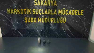 Sakarya’da düzenlenen uyuşturucu operasyonunda, bir şüphelinin evinde el bombası ve