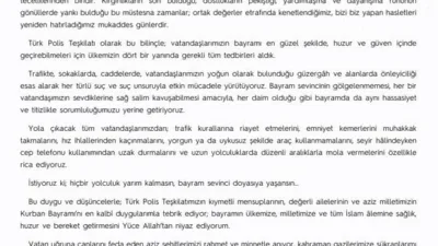 Emniyet Genel Müdürü (EGM) Ali Fidan, Kurban Bayramı dolayısıyla yayımladığı