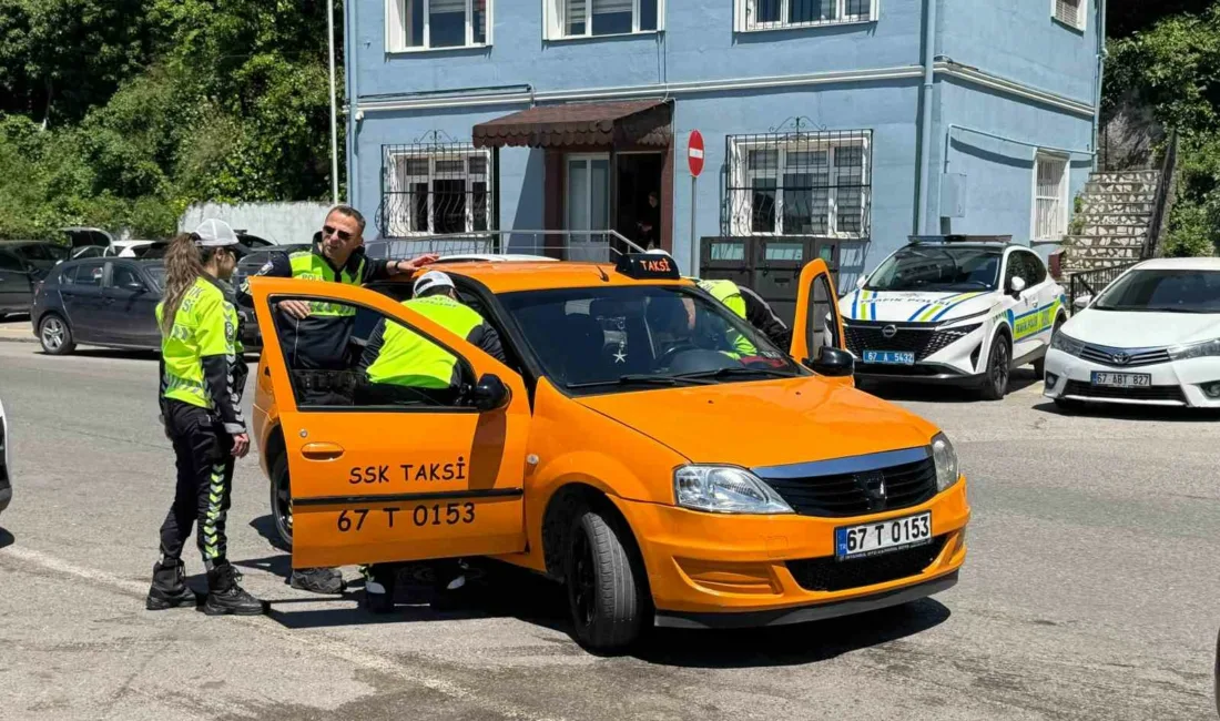 Zonguldak’ta trafik uygulamasında aranması bulunan Ü.R.G isimli şahıs taksi kullanırken