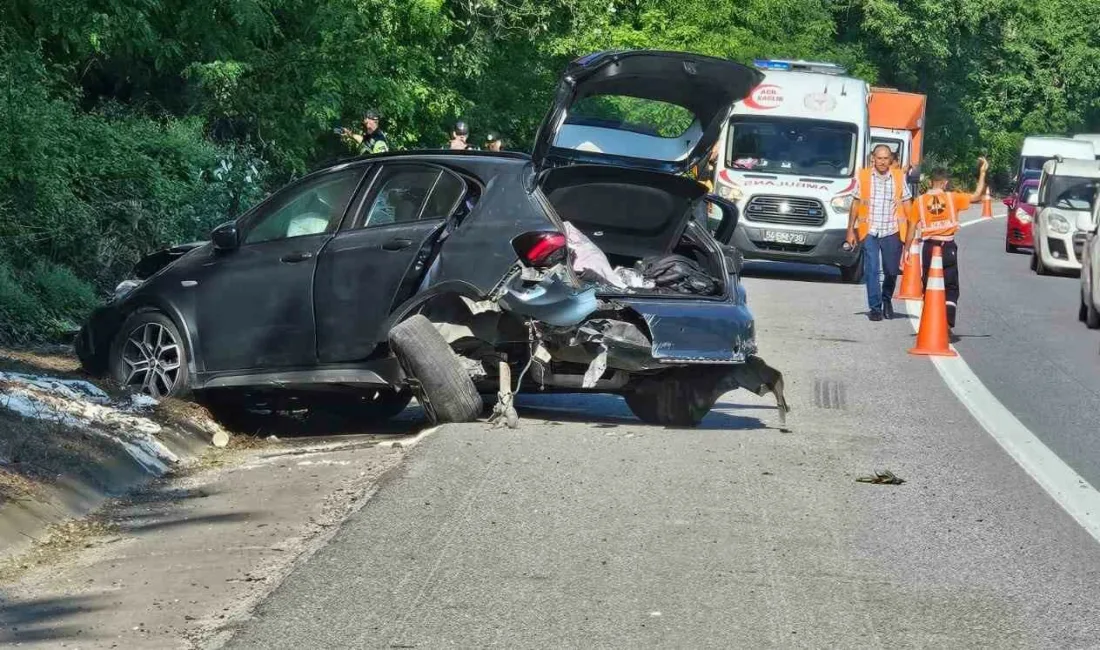 TEM Otoyolu’nun Sakarya geçişinde otomobil ile hafif ticari aracın çarpışması