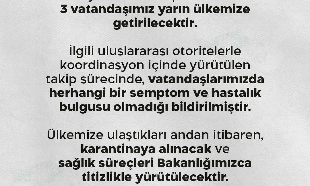 Sağlık Bakanlığından yapılan açıklamada “Uluslararası bir seyahat gemisinde bulunan ve