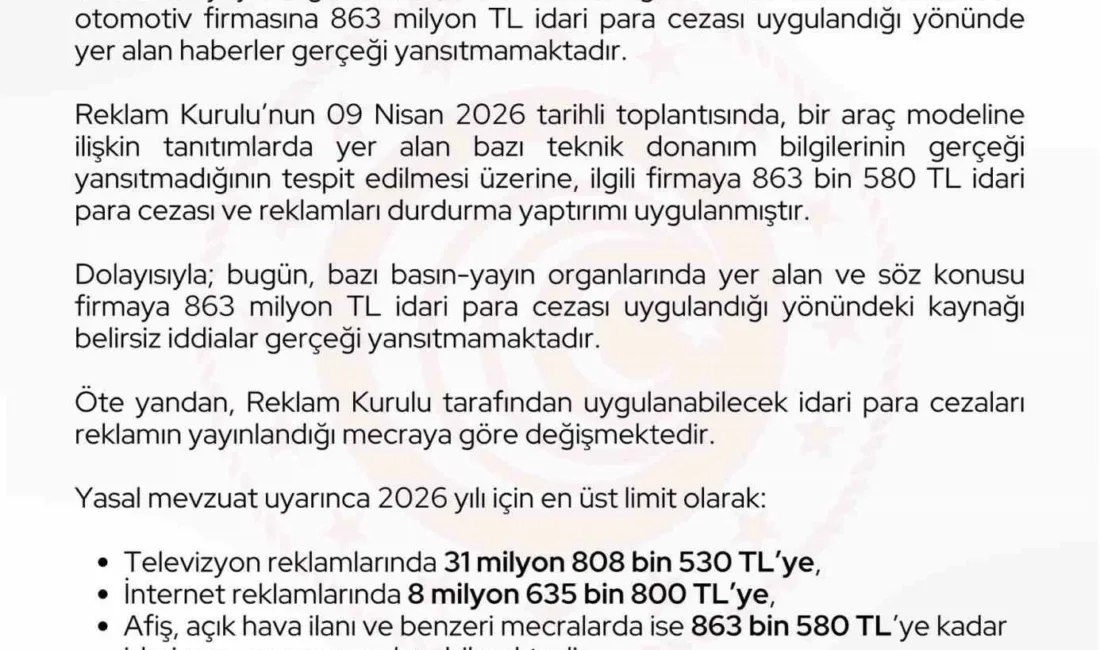 Ticaret Bakanlığı, bazı basın yayın organlarında, Ticaret Bakanlığı Reklam Kurulu