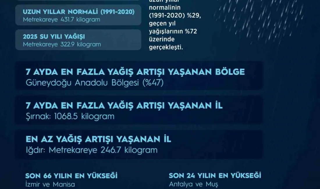Meteoroloji Genel Müdürlüğü verilerine göre son 7 aylık dönemdeki yağışlar,
