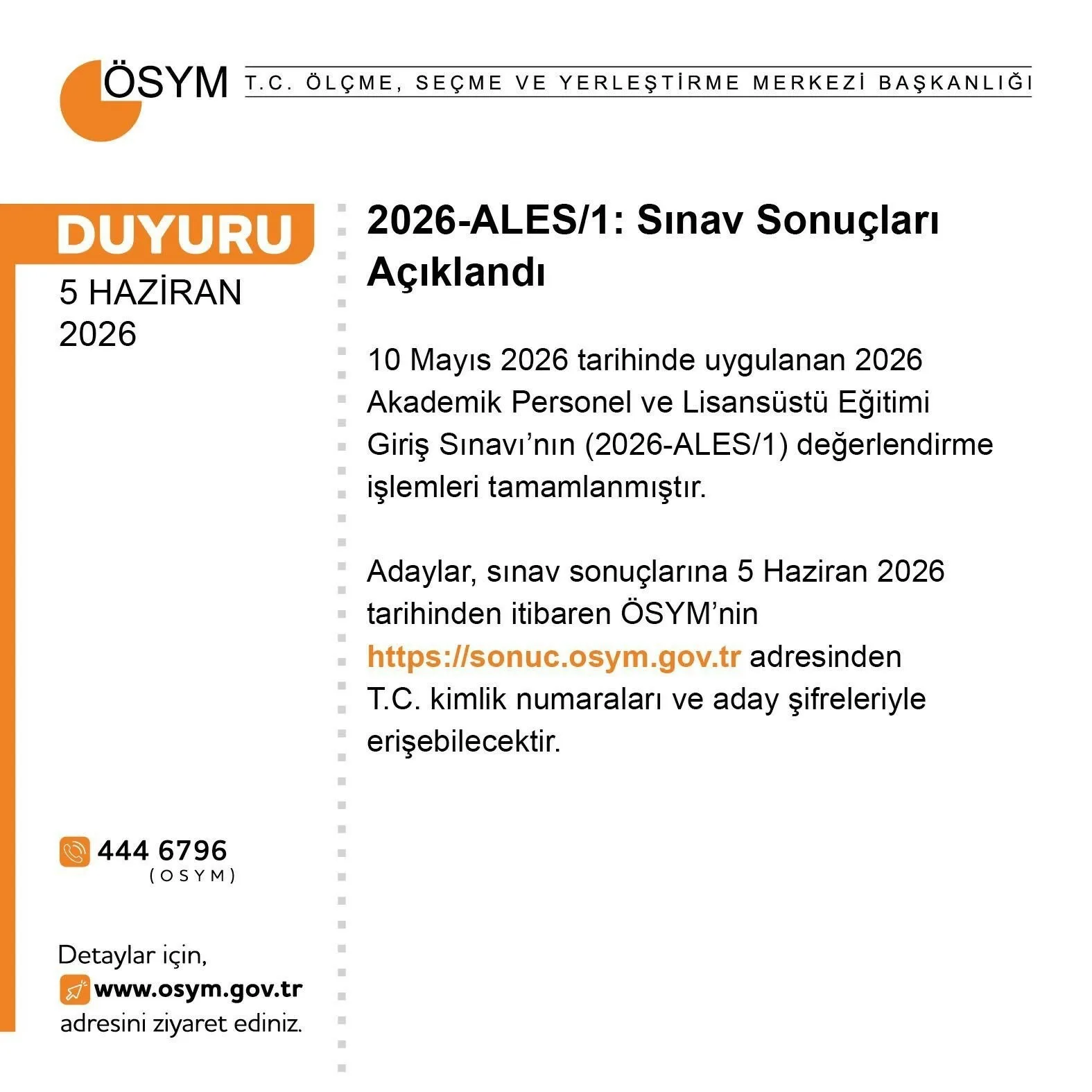 Ölçme, Seçme ve Yerleştirme Merkezi (ÖSYM), Akademik Personel ve Lisansüstü
