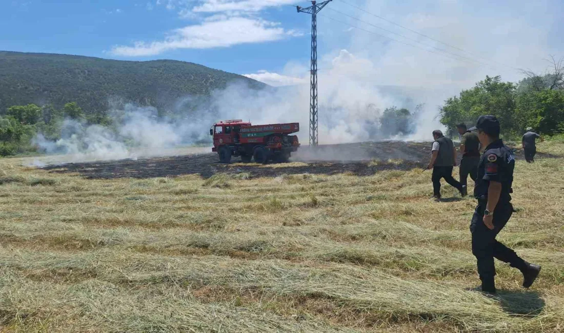 Karabük’ün Eskipazar ilçesine bağlı Hanköy köyünde çıkan anız yangını, ekiplerin