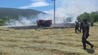Karabük’ün Eskipazar ilçesine bağlı Hanköy köyünde çıkan anız yangını, ekiplerin