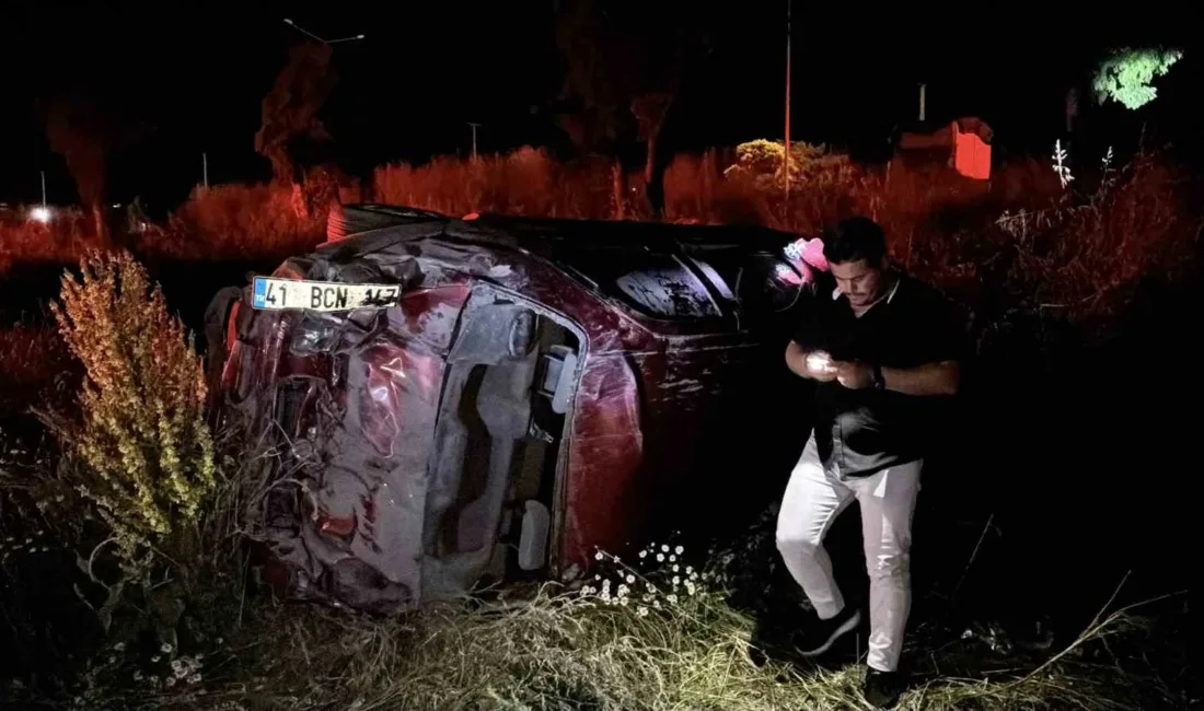 Bolu’da D-100 kara yolunda sürücüsünün kontrolünden çıkarak yol kenarındaki çimenlik