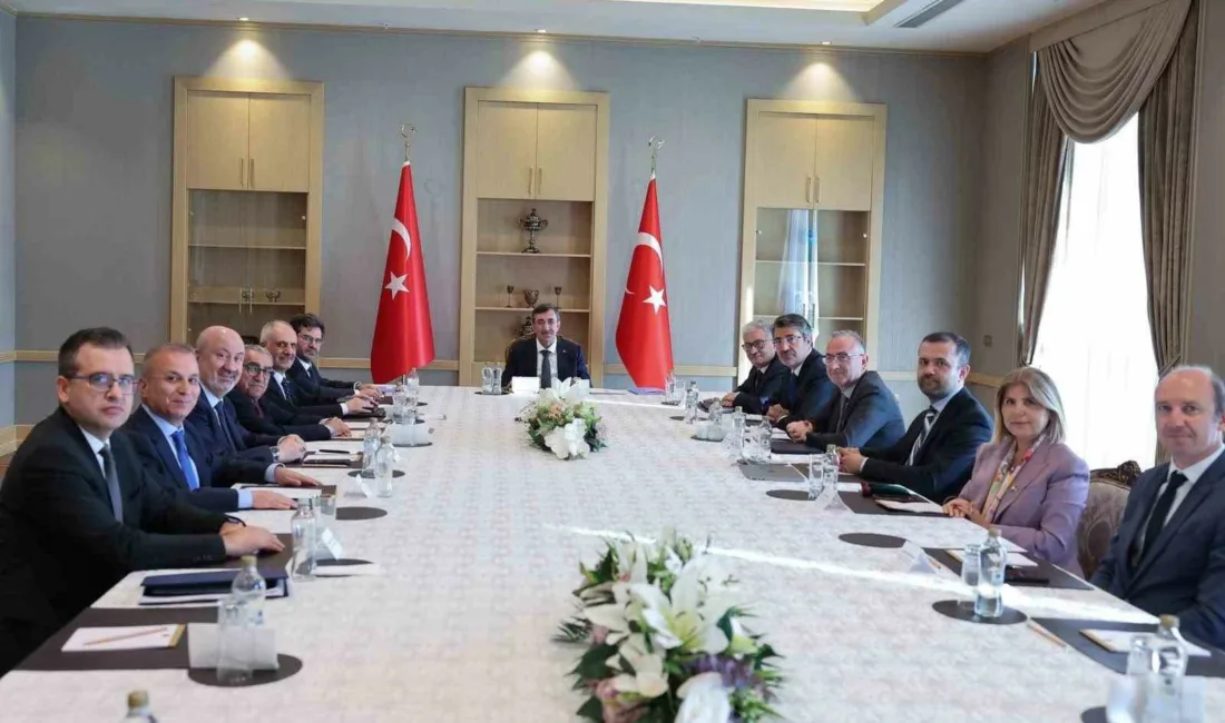 Cumhurbaşkanı Yardımcısı Cevdet Yılmaz, Cumhurbaşkanlığı Ekonomi Politikaları Kurulu üyeleriyle bir