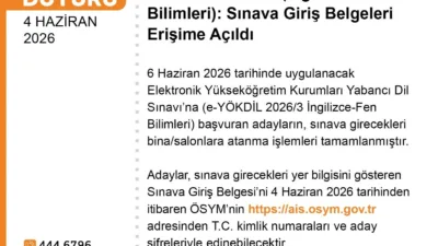 Elektronik Yükseköğretim Kurumları Yabancı Dil Sınavı’na (e-YÖKDİL 2026/3 İngilizce-Fen Bilimleri)