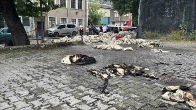 Karabük’te bir tekstil işletmesinde, araca malzeme yükleme sırasında çıkan yangın