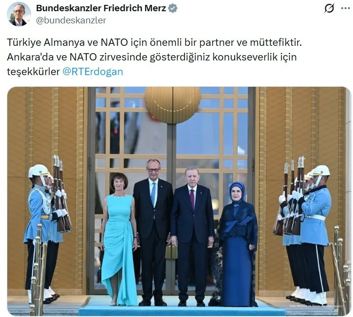 36. NATO Zirvesine katılan Almanya Şansölyesi Friedrich Merz’den sosyal medya