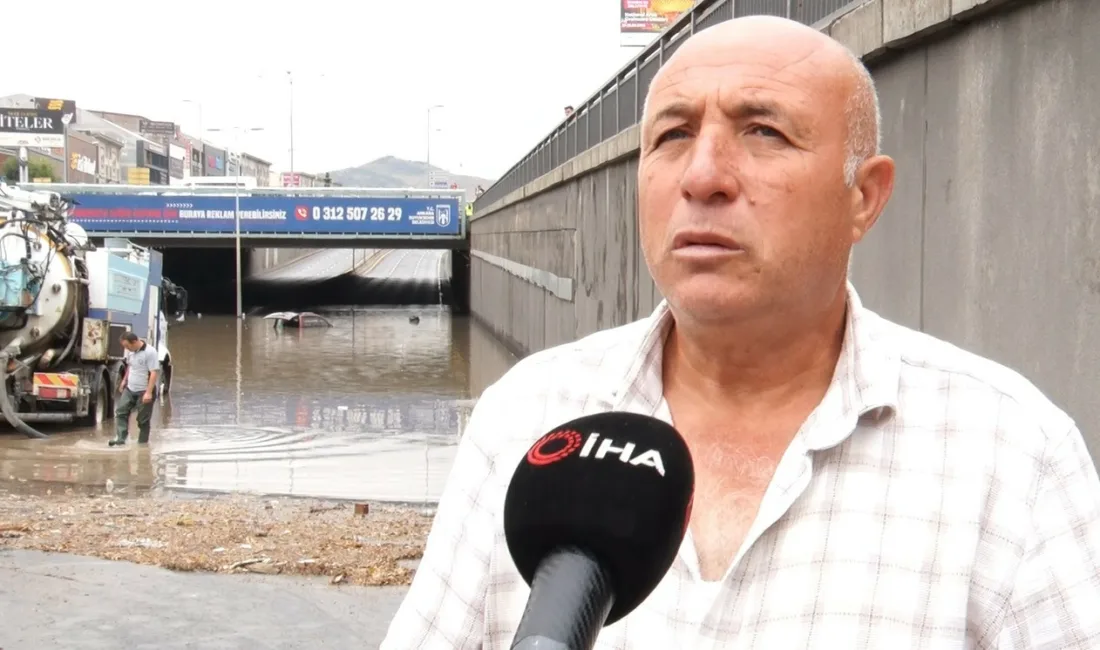 Ankara’da sağanak nedeniyle su basan alt geçitte aracıyla birlikte mahsur