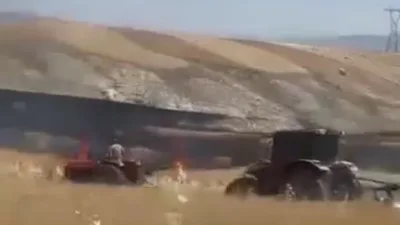 Ankara’nın Ayaş ilçesindeki ekili arazide çıkan yangın, vatandaşlar tarafından söndürüldü.