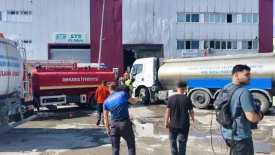Ankara’nın Kahramankazan ilçesinde atık geri kazanımı yapılan kimyasal ürün fabrikasında